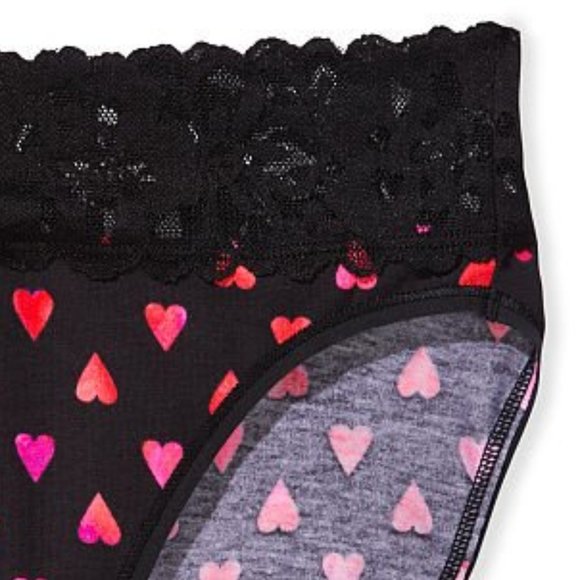 💕Last Pair VS Lace Waist Cotton High Leg Briefs w/ Hearts NWT So Comfy - Picture 7 of 9